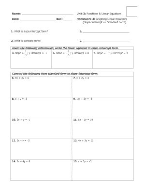 Answer Key for Unit 4 Linear Equations Homework 13